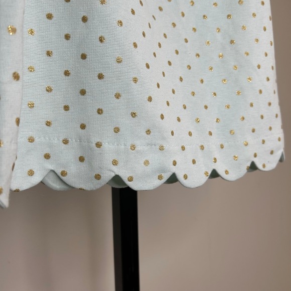 Tahari 3T Dress- mint green gold polka dot, scallop edges, white bow UK 2/3 AU3 - Picture 6 of 7
